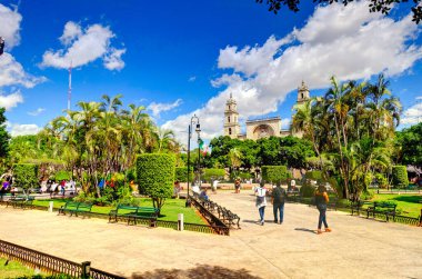 Merida, Mexico - January 2017 : Historical center in sunny weather