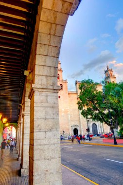 Merida, Mexico - January 2017 : Historical center in sunny weather