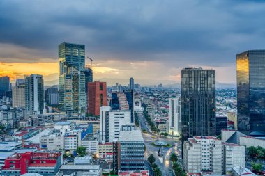 Mexico City - January 2022 : Cityscape in wintertime, HDR Image