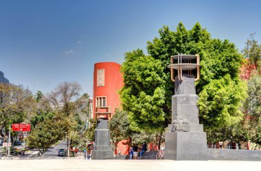 Mexico City, Mexico - January 2022 : Neighbourhood around Reforma Avenue in sunny weather, HDR Image