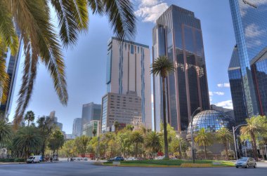 Mexico City, Mexico - January 2022 : Condesa neighborhood in sunny weather, HDR 