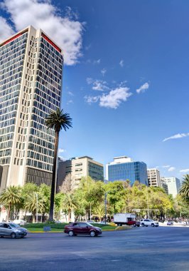 Mexico City, Mexico - January 2022 : Condesa neighborhood in sunny weather, HDR 