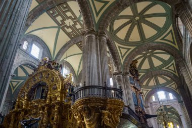Mexico City, Mexico - January 2022 : Main Cathedral Interior, HDR 