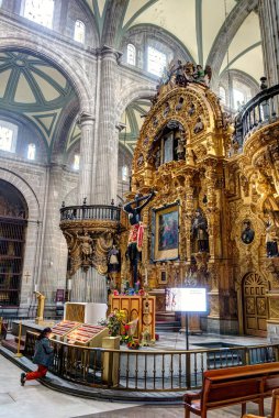 Mexico City, Mexico - January 2022 : Main Cathedral Interior, HDR 