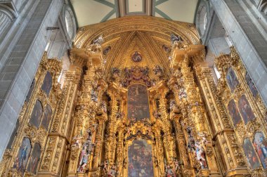 Mexico City, Mexico - January 2022 : Main Cathedral Interior, HDR 