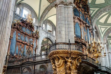 Mexico City, Mexico - January 2022 : Main Cathedral Interior, HDR 