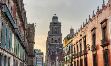 Mexico City, Mexico - January 2022 : Historical center in wintertime.