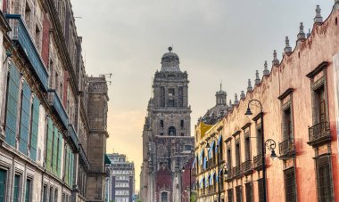 Mexico City, Mexico - January 2022 : Historical center in wintertime.