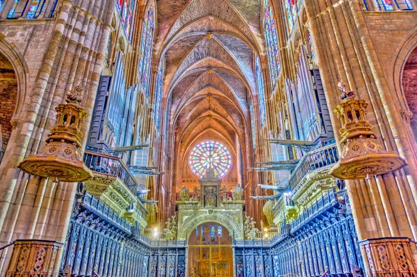 Leon Spain Juy 2020 Cathedral Interior Hdr Image — Foto Stock