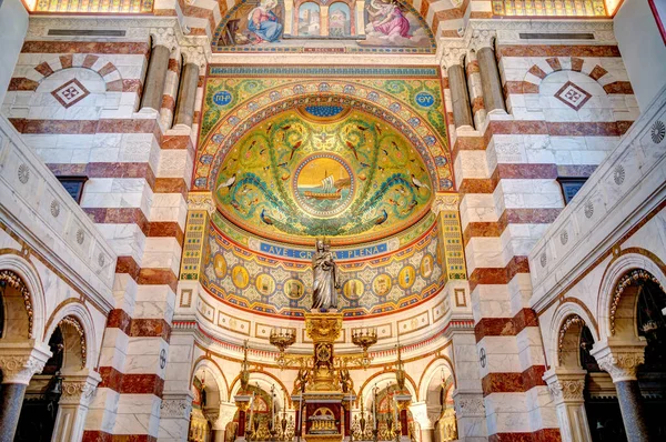 Marseilles France March 2022 Notre Dame Garde Basilica Interior Hdr — Stockfoto