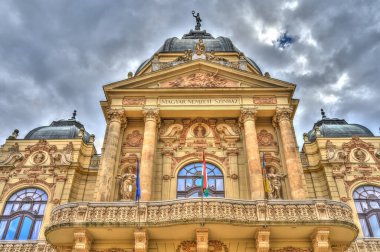 Pecs, Hungary - March 2017: Historical  center in cloudy weather, HDR                  