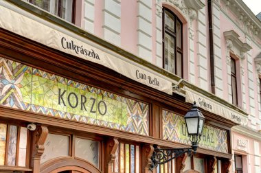 Pecs, Hungary - March 2017: Historical  center in cloudy weather, HDR                  
