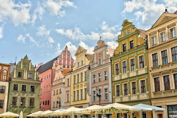 Poznan, Poland - August 2021 : Historical center in sunny weather