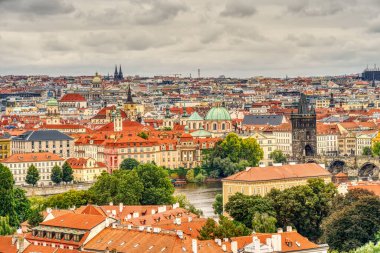 Prague, Czech Republic - September 2021: Historical center and riverbanks view, HDR Image