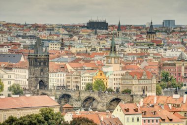 Prague, Czech Republic - September 2021: Historical center and riverbanks view, HDR Image