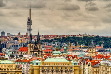 Prague, Czech Republic - September 2021: Historical center and riverbanks view, HDR Image