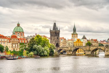 Prague, Czech Republic - September 2021: Historical center and riverbanks view, HDR Image