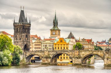 Prague, Czech Republic - September 2021: Historical center and riverbanks view, HDR Image