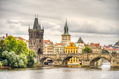 Prague, Czech Republic - September 2021: Historical center and riverbanks view, HDR Image