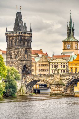 Prague, Czech Republic - September 2021: Historical center and riverbanks view, HDR Image