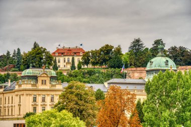 Prague, Czech Republic - September 2021: Historical center and riverbanks view, HDR Image