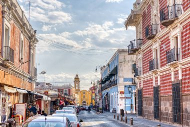 Puebla, Mexico - January 2022 : Historical center in sunny weather