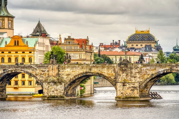 Prague Czech Republic September 2021 Historical Center Riverbanks View Hdr — 스톡 사진