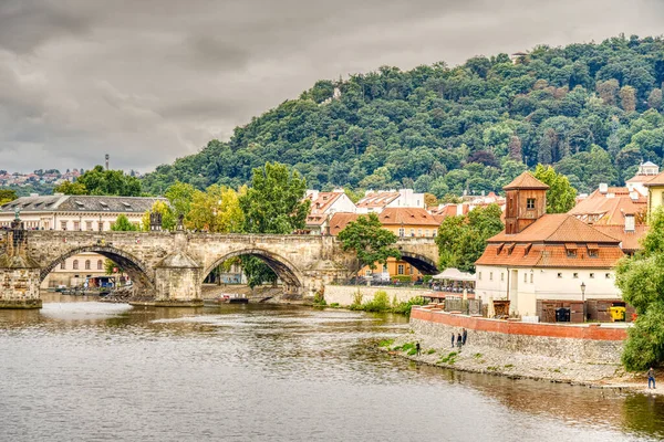 Prague Czech Republic September 2021 Historical Center Riverbanks View Hdr — Stockfoto