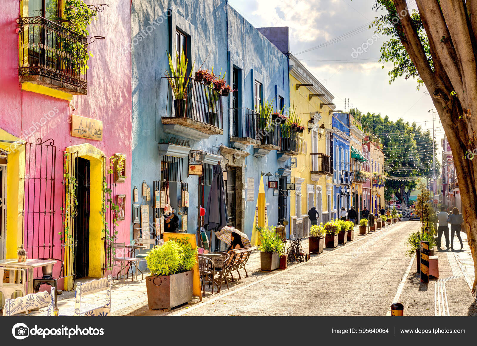 Puebla Mexico January 2022 Historical Center Sunny Weather Stock
