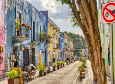 Puebla, Mexico - January 2022 : Historical center in sunny weather