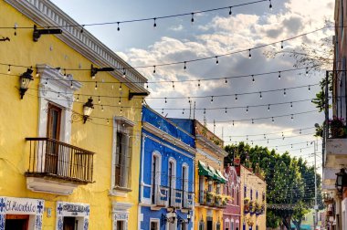 Puebla, Mexico - January 2022 : Historical center in sunny weather