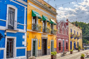Puebla, Mexico - January 2022 : Historical center in sunny weather
