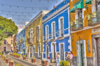 Puebla, Mexico - January 2022 : Historical center in sunny weather