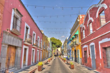 Puebla, Mexico - January 2022 : Historical center in sunny weather