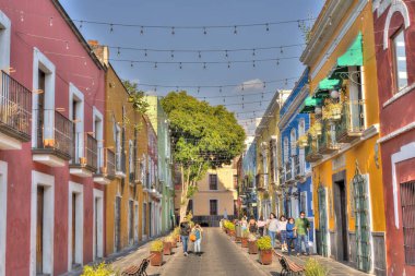 Puebla, Mexico - January 2022 : Historical center in sunny weather