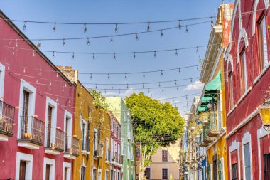 Puebla, Mexico - January 2022 : Historical center in sunny weather
