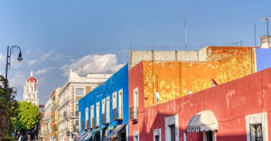 Puebla, Mexico - January 2022 : Historical center in sunny weather