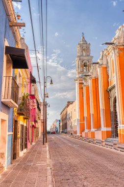 Puebla, Mexico - January 2022 : Historical center in sunny weather
