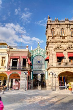 Puebla, Mexico - January 2022 : Historical center in sunny weather
