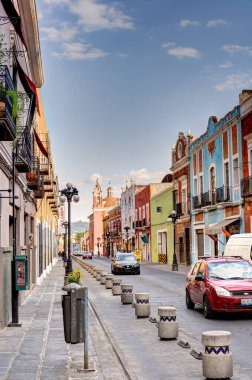 Puebla, Mexico - January 2022 : Historical center in sunny weather