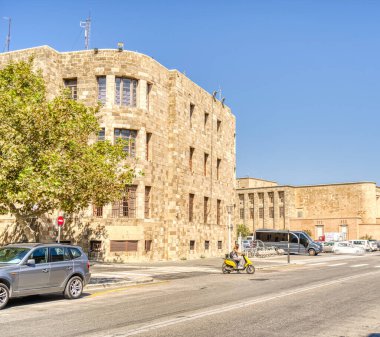 Rhodes, Greece - September 2021 : Old town in sunny weather