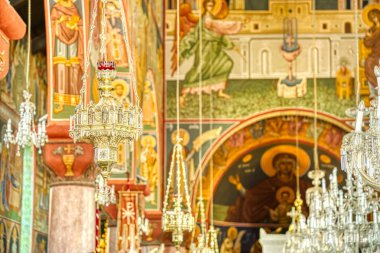 Rhodes, Greece - September 2021: Orthodox church interior