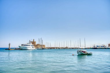 Rhodes, Greece - September 2021 : Old town in sunny weather