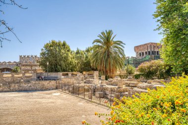 Rhodes, Greece - September 2021 : Old town in sunny weather