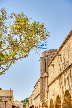 Rhodes, Greece - September 2021 : Old town in sunny weather