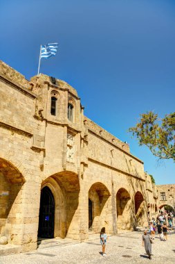 Rhodes, Greece - September 2021 : Old town in sunny weather