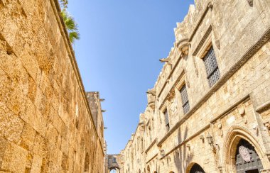 Rhodes, Greece - September 2021 : Old town in sunny weather