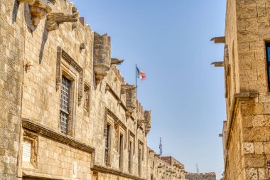 Rhodes, Greece - September 2021 : Old town in sunny weather