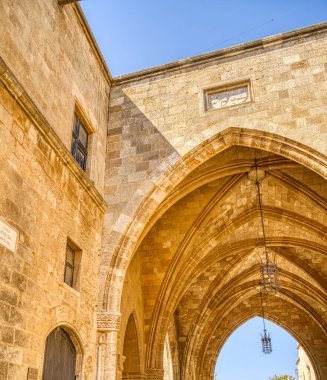 Rhodes, Greece - September 2021 : Old town in sunny weather