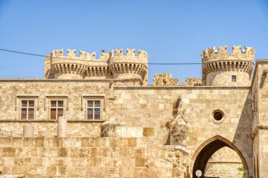 Rhodes, Greece - September 2021 : Old town in sunny weather